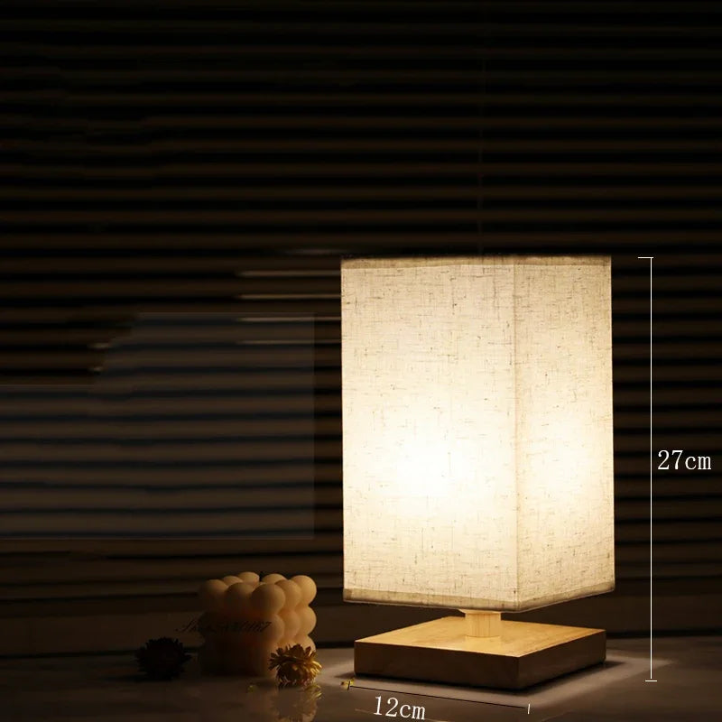 Decorative vintage wooden table lamp with painted landscape