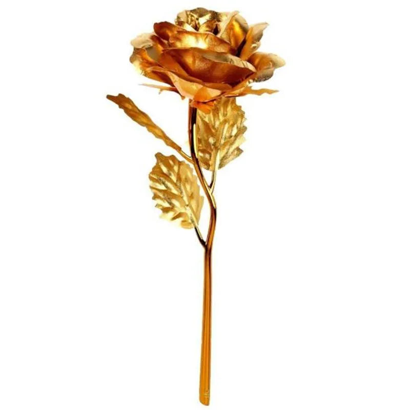 Decorative golden metal artificial rose to give as a gift - vue 18 sur 19