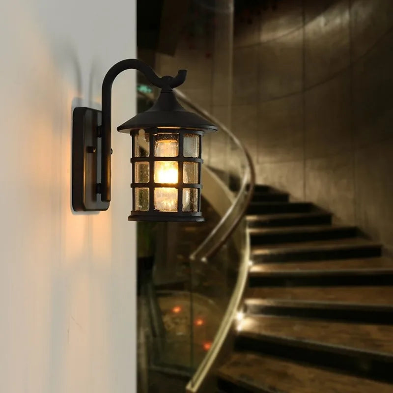 Rustic outdoor waterproof iron wall light