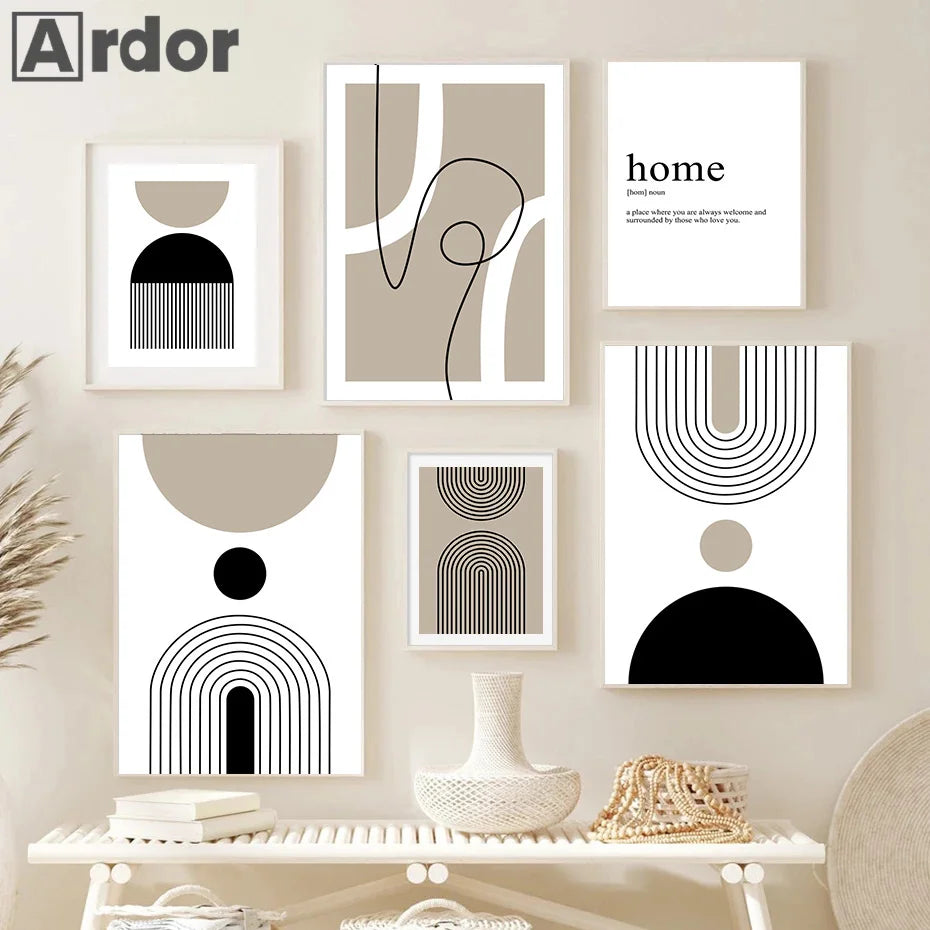 abstract rainbow minimalist wall art canvas for home decor