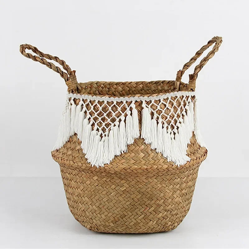 seagrass storage basket for laundry, toys, flowers and decoration