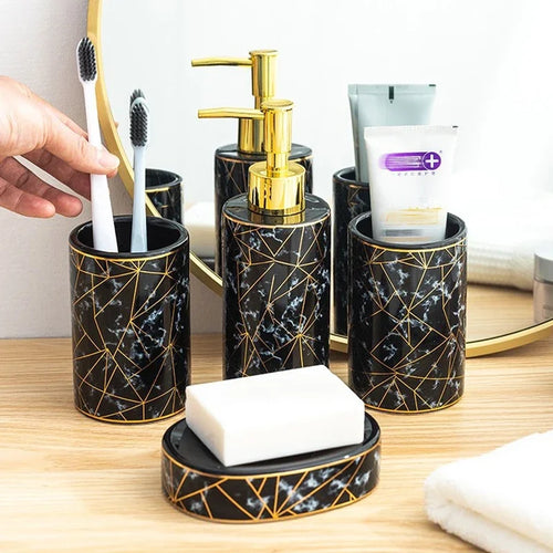 set of four ceramic bathroom accessories - vue 3 sur 6