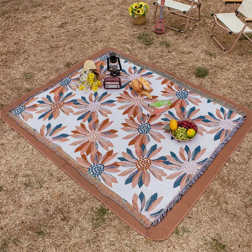 Bohemian world map knitted throw blanket