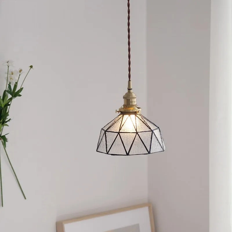 Nordic vintage brass and glass pendant light - vue 5 sur 9