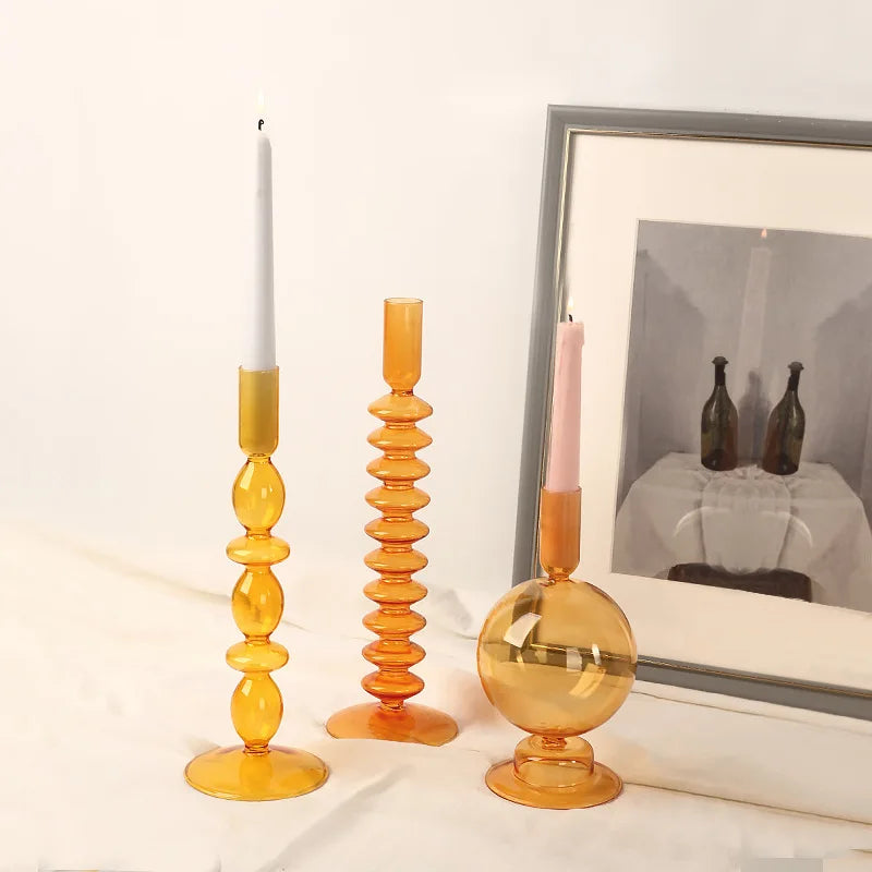 Conical glass candle holder for festive home decoration - vue 3 sur 17