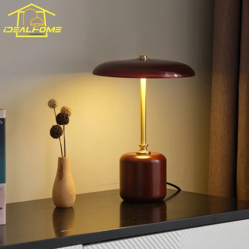 American retro brass and glass desk lamp