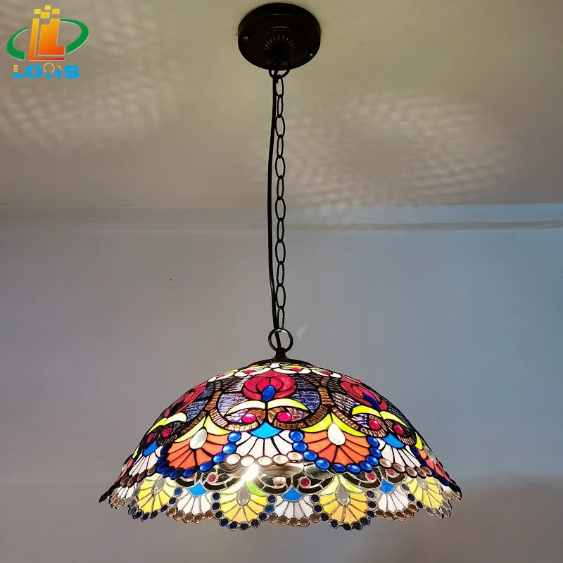 Handmade european retro chandelier with colourful glass beads