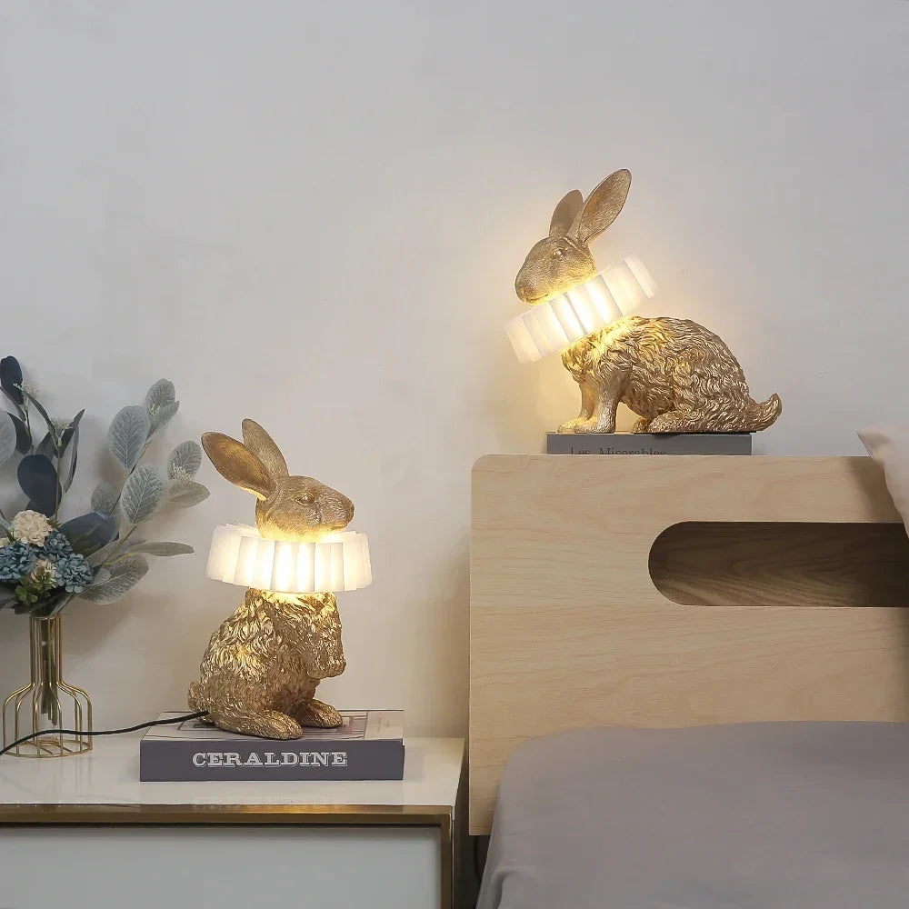 Nordic decorative rabbit table lamp for children and interior