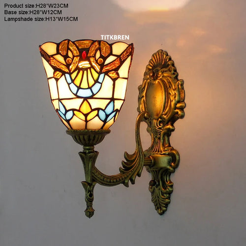 Turkish flower wall light with decorative baroque glass lampshade - vue 12 sur 17