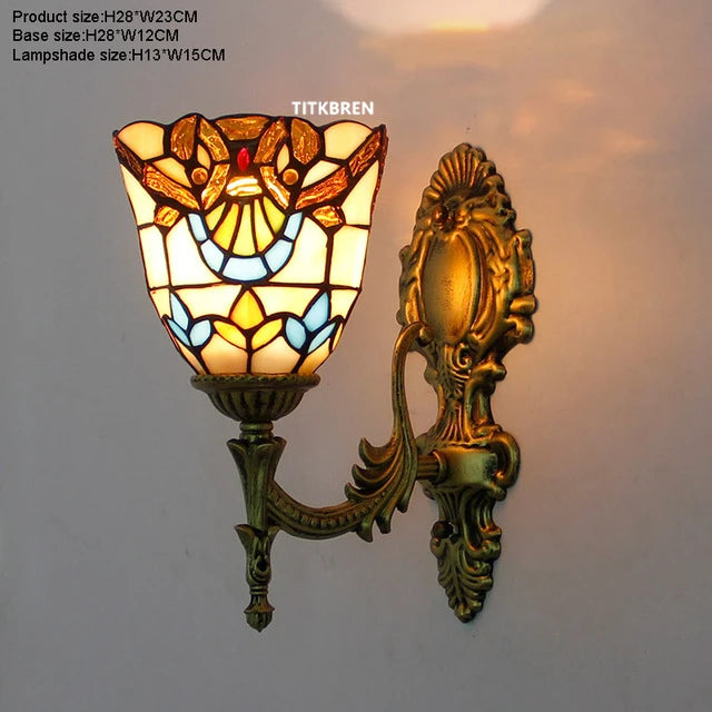 Turkish flower wall light with decorative baroque glass lampshade - vue 11 sur 17
