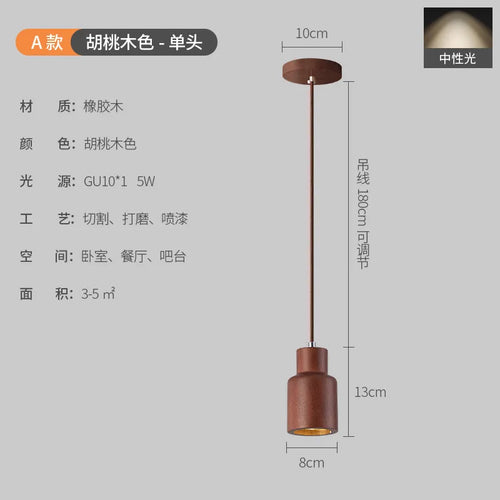 Nordic walnut wood pendant light for elegant interiors