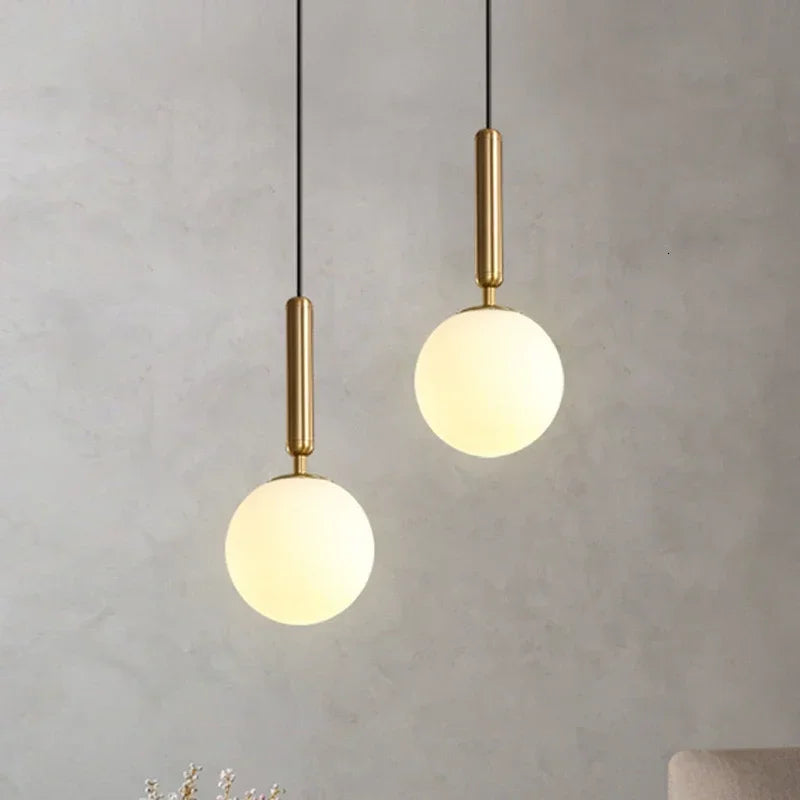 Modern pendant light with gold glass ball lampshade