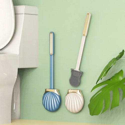 Silicone toilet brush with practical holder and long handle - vue 3 sur 10