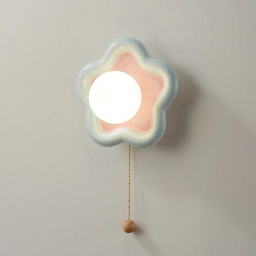 Ceramic flower wall light for children's bedroom - vue 3 sur 6