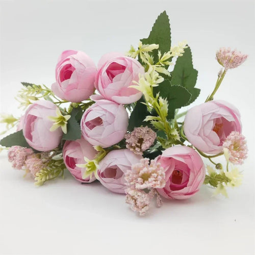 Silk rose bouquet artificial garden decoration flowers - vue 12 sur 12