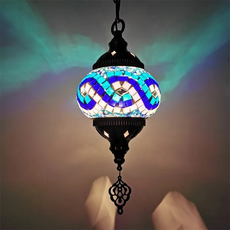 Mediterranean style stained glass pendant light romantic bohemian lighting - vue 16 sur 16