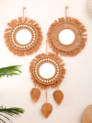 hand woven decorative round wall mirrors for home