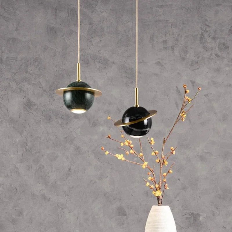 Nordic style natural marble circular chandelier for bars and restaurants - vue 5 sur 9