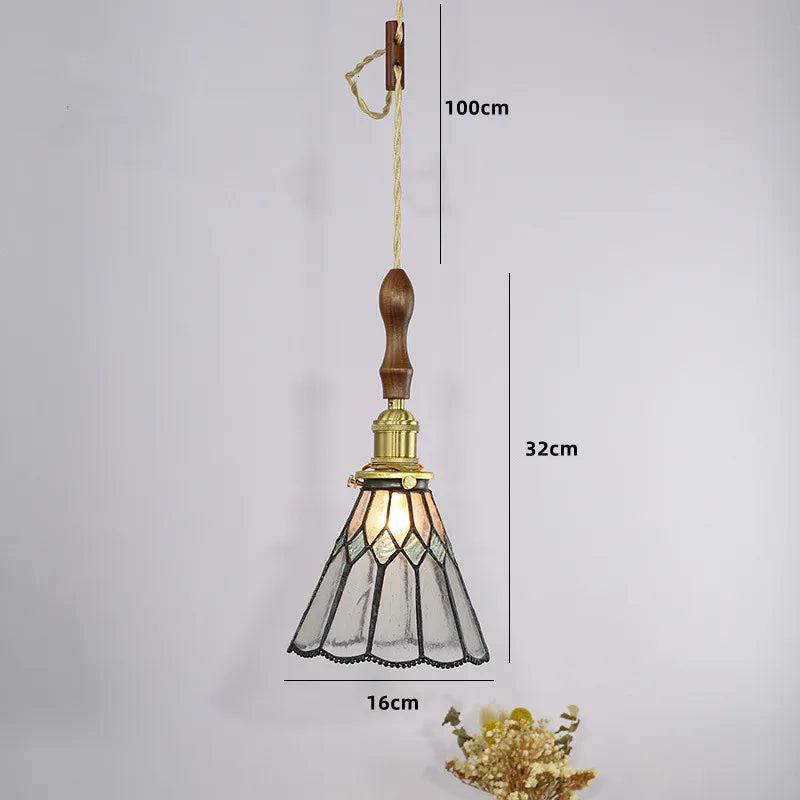 Nordic copper pendant light with stained glass for elegant interiors - vue 13 sur 14