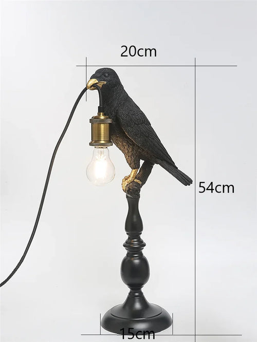 Modern resin bird-shaped desk lamp with golden beak