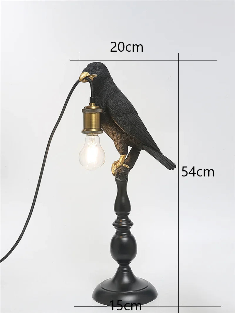 Modern resin bird-shaped desk lamp with golden beak
