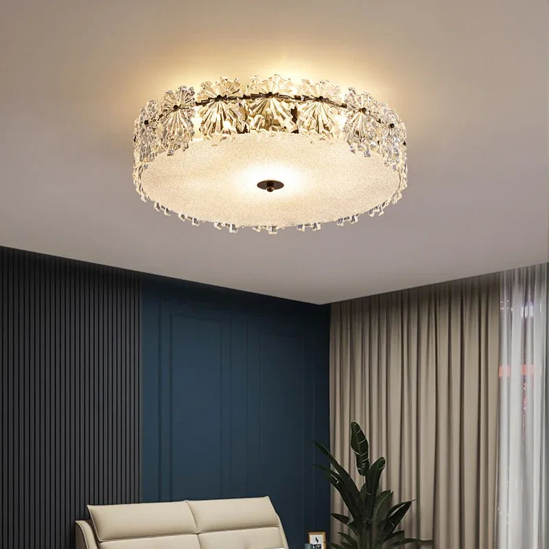 Minimalist crystal glass LED ceiling light for elegant interiors - vue 3 sur 13