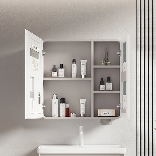 circular aluminum wardrobe with mirror, smart lighting and storage - vue 4 sur 32