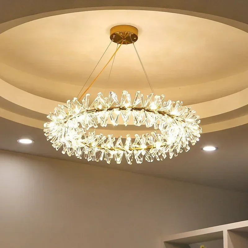 Modern clear crystal pendant light for interior decoration - vue 3 sur 13