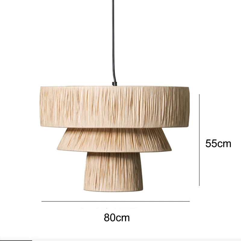 Handmade Japanese style rattan chandelier - vue 8 sur 17