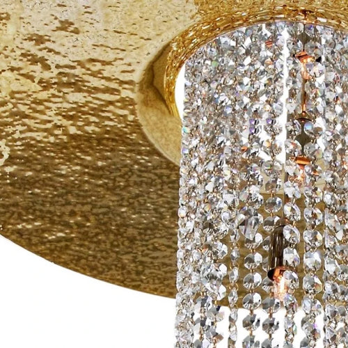 Modern long crystal chandelier for luxury villa - vue 6 sur 8