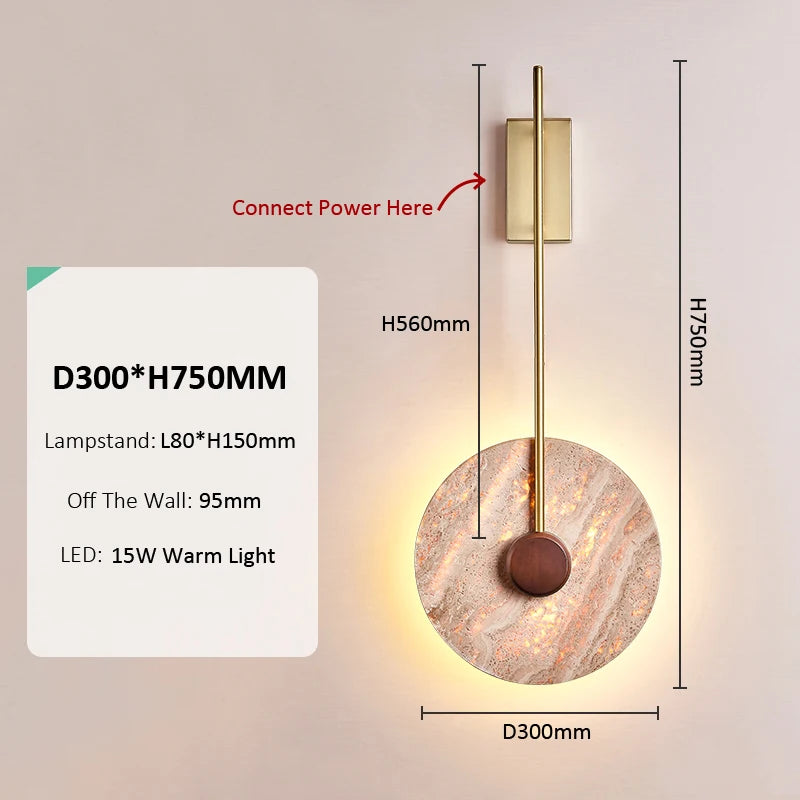 Marble and copper wall light