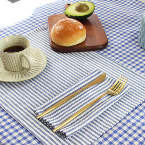 Serviette de table lot 12 lin coton style europe - vue 3 sur 7