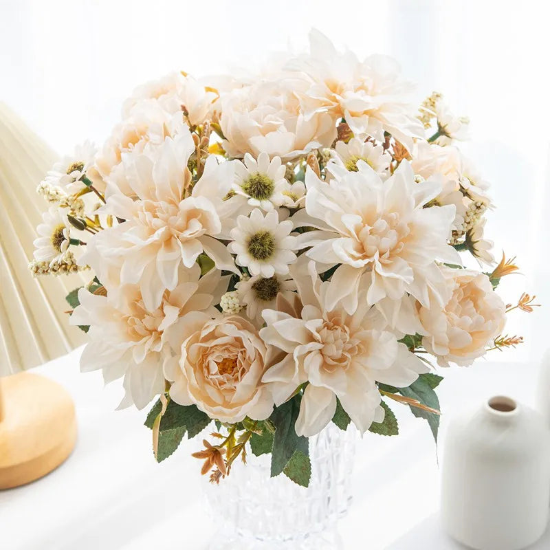 Artificial dahlia, rose and daisy flower for party and wedding decoration