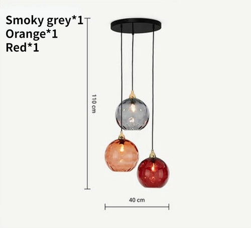Modern nordic coloured glass chandelier with water grain effect - vue 24 sur 29