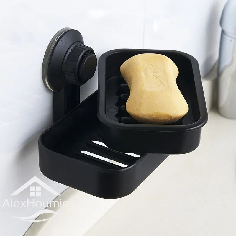 soap box with drainer and suction cup for bathroom