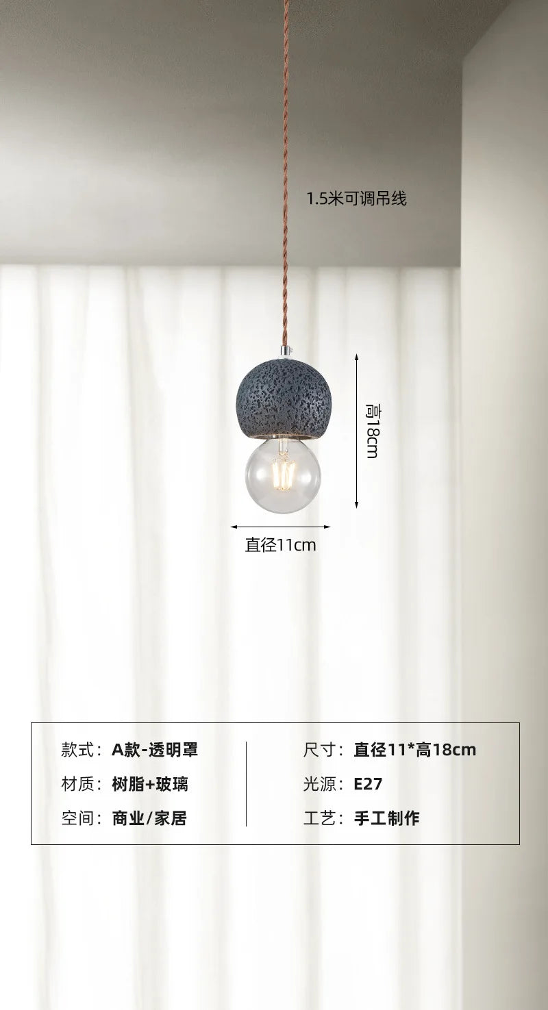 Wabi-sabi nordic pendant light creative interior fixture - vue 12 sur 12