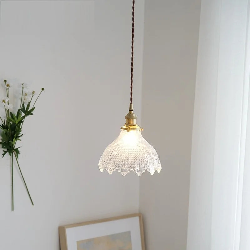Vintage Nordic glass and brass pendant light decorative lamp