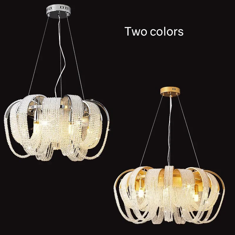 Led chandelier with crystal tassels for interior decoration - vue 5 sur 10