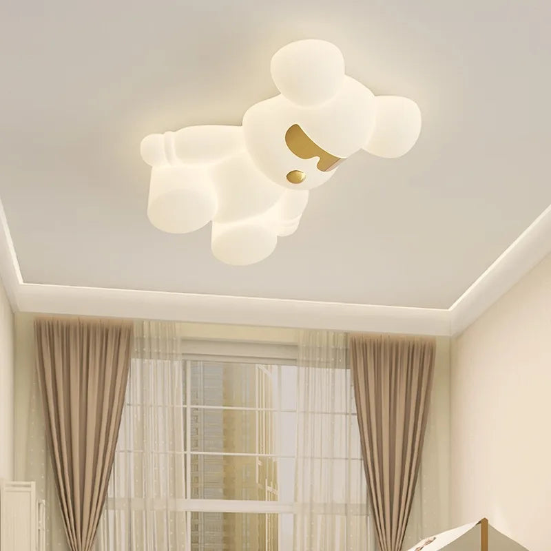 Modern white bear ceiling light for children's room