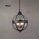 Retro spherical chandelier in iron and glossy glass