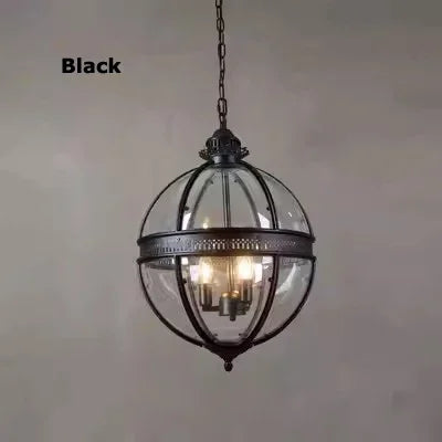 Retro spherical chandelier in iron and glossy glass - vue 9 sur 11