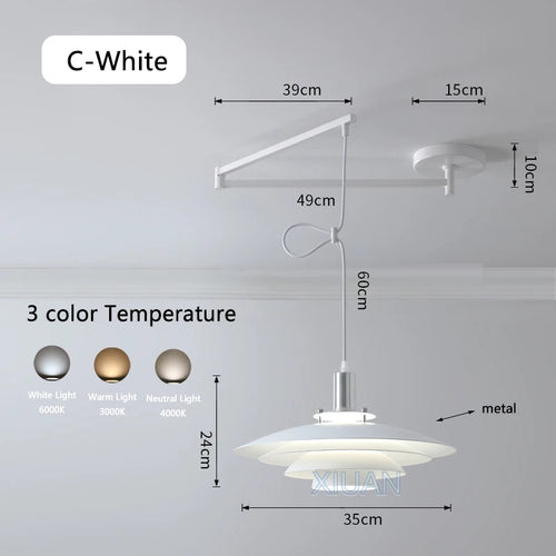Modern swinging arm LED pendant light - vue 28 sur 30