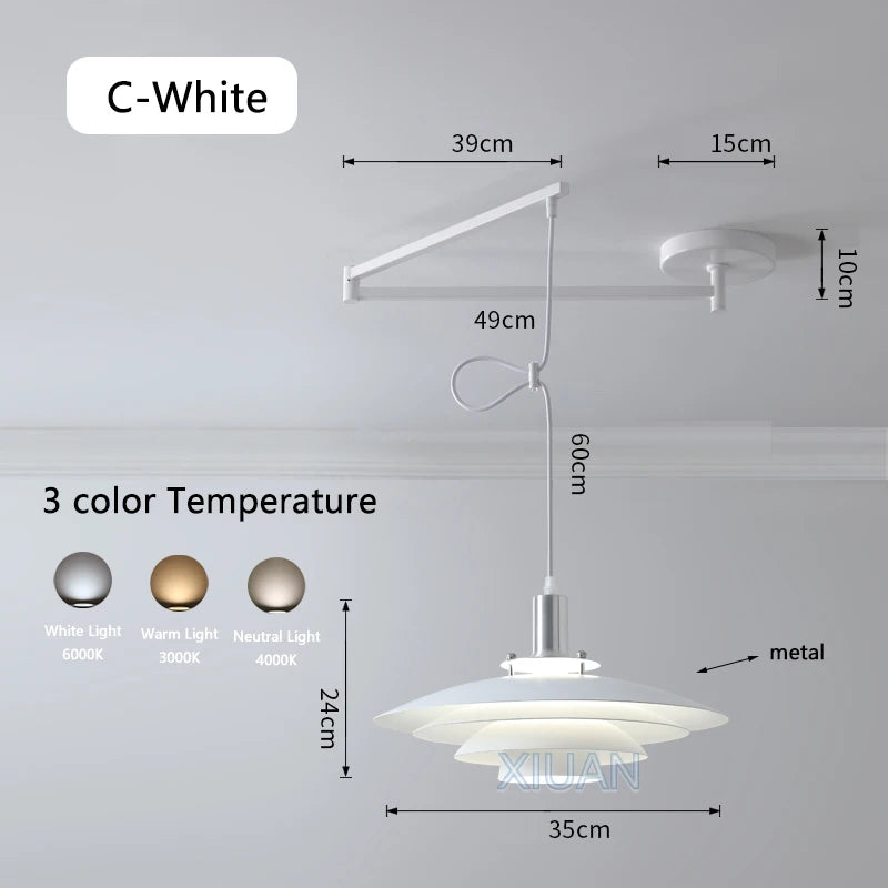 Modern swinging arm LED pendant light - vue 27 sur 30