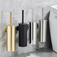 Stainless steel toilet brush with holder for bathroom cleaning