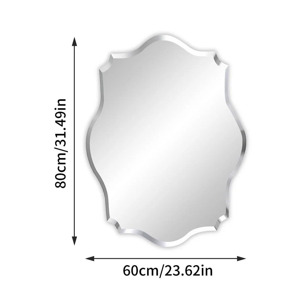 LUVODI Minimalist Frameless Wall Hanging Mirror Asymmetrical Vanity Mirror with Beveled Edge for Bathroom,Entryway