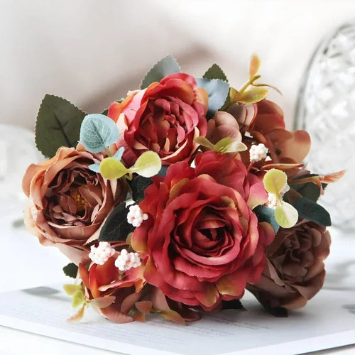 Pink silk peony bouquet for interior decoration - vue 9 sur 12