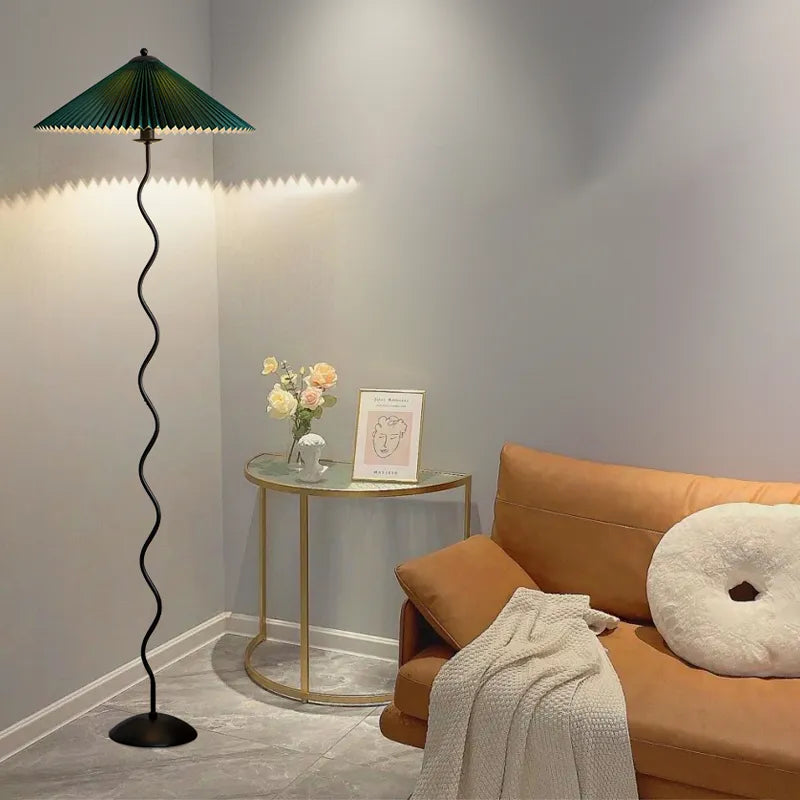 Nordic pleated fabric LED lampshade