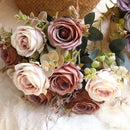 Artificial silk rose bouquet for home decoration