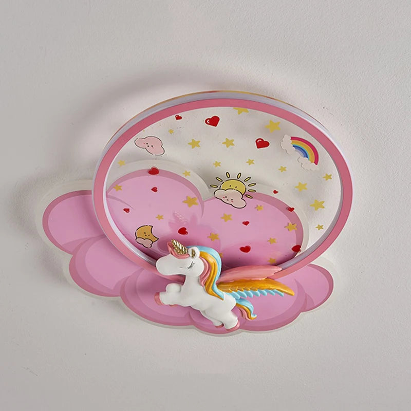 Unicorn LED ceiling light for girls with optional remote control - vue 6 sur 8
