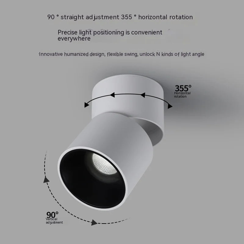 355-degree rotating spotlight with adjustable folding strip for indoor directional lighting